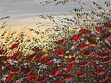 Hillside Canvas Paintings - Crimson Hillside